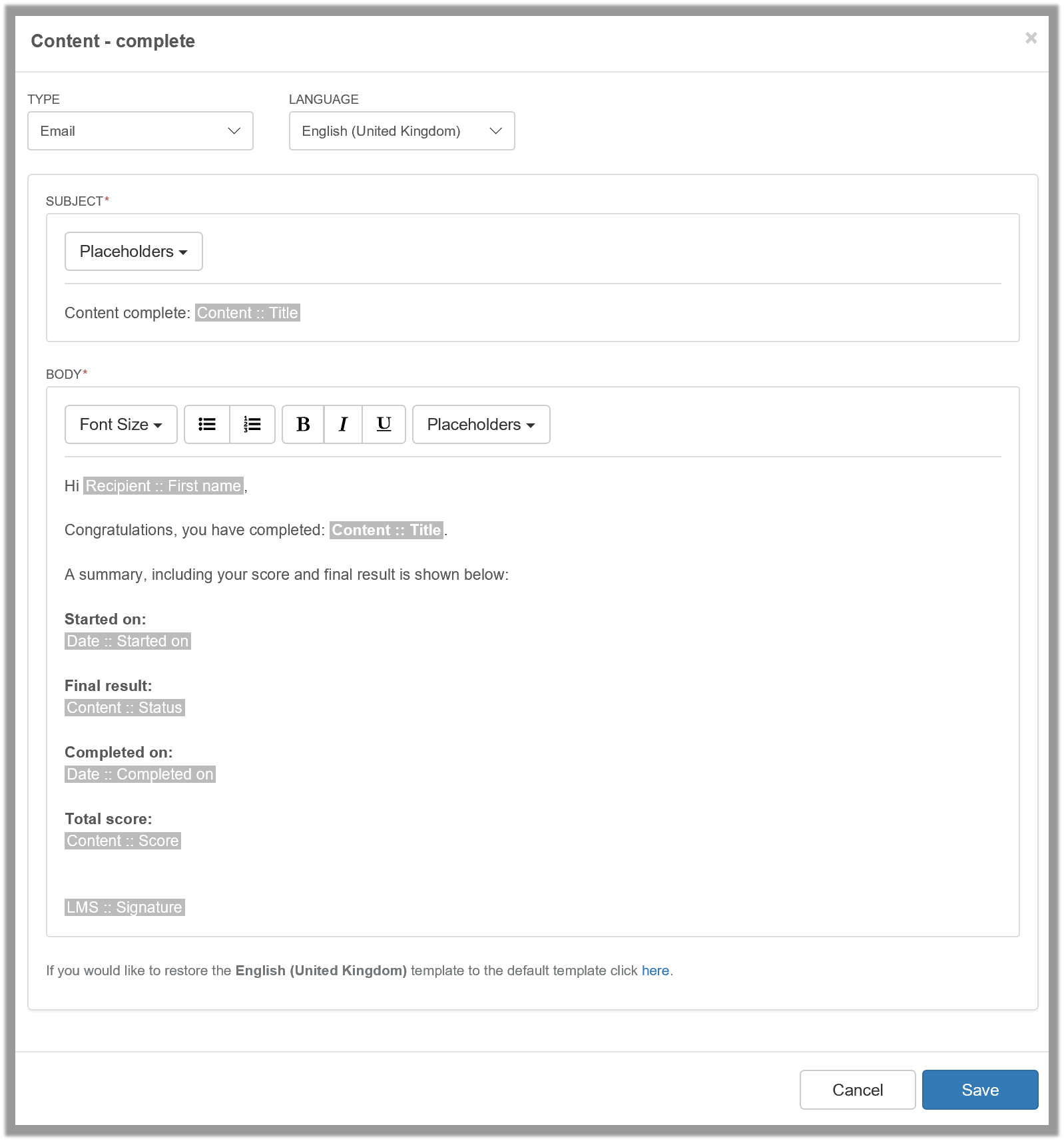 How To: Edit content item level email templates – Civica Learning